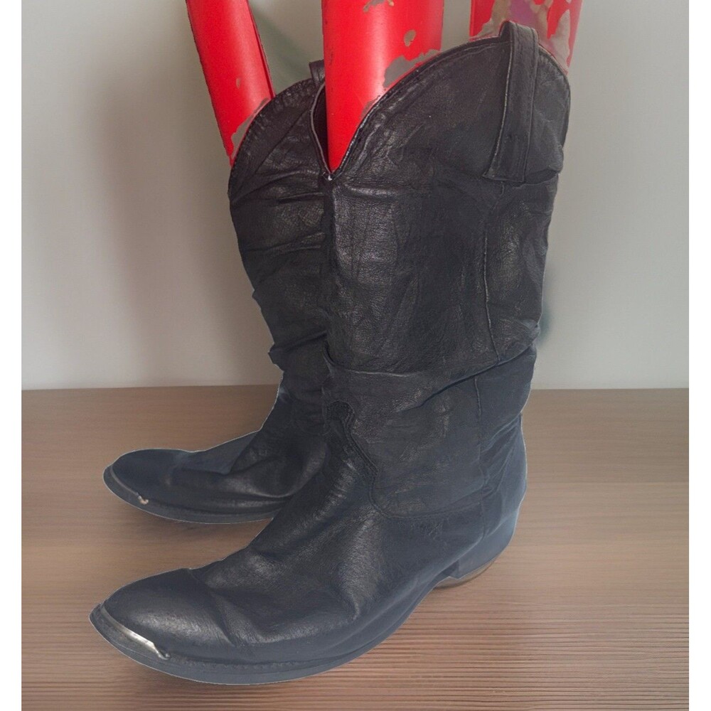 Men’s Vintage Dingo Black Slouch Western Cowboy Boots Sz 8.5 EW